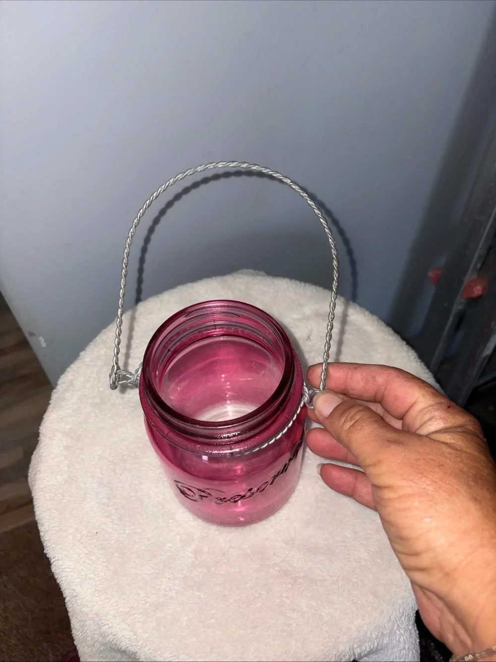 Set of 4 pink mason jar decorative glass vases/candle holders